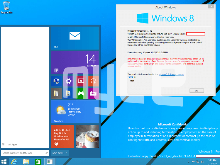 Windows9の画像（真偽不明）