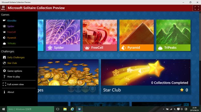 Windows 10 Technical Preview Solitaire 2