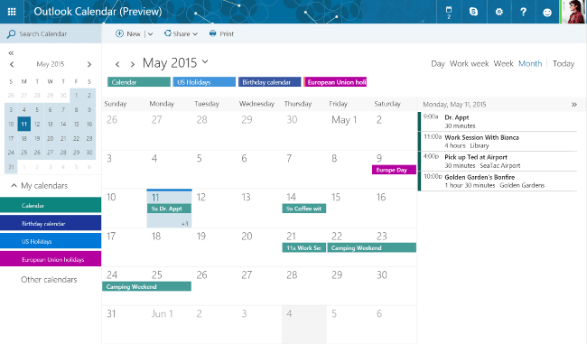 Outlook.com カレンダーのレベルアップ