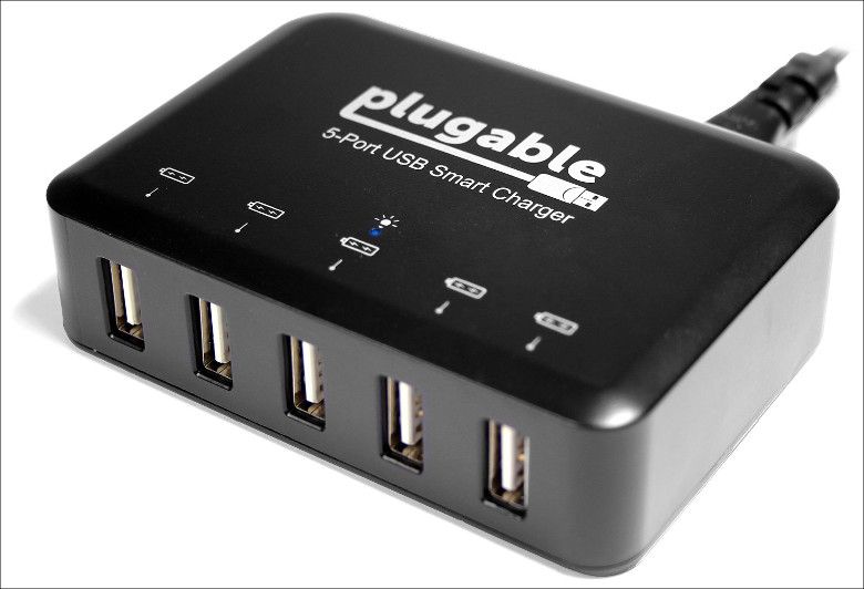 Plugable 5 ポート・スマート小型急速 USB 充電器