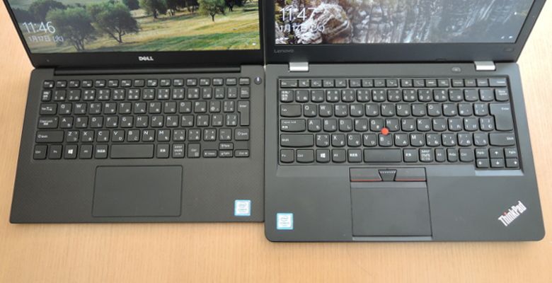 DELL XPS 13 ThinkPad 13と比較、キーボード1