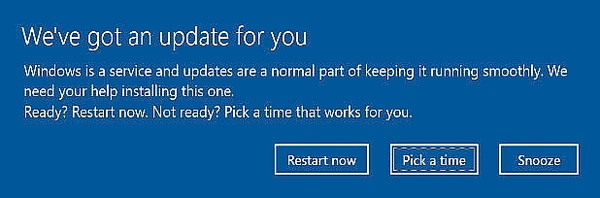 Windowsの次期アップデートについて　警告メッセージ