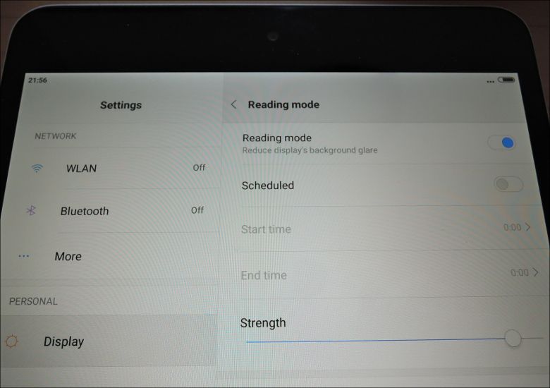 Xiaomi Mi Pad 3 Reading mode