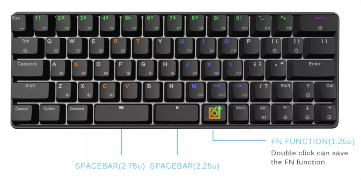 Gk66 メカニカルキーボード 分割スペースキーを装備 キースイッチの交換も簡単にできます