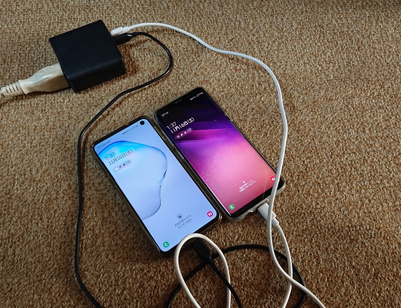 USB PD対応スマートフォンの２台同時充電