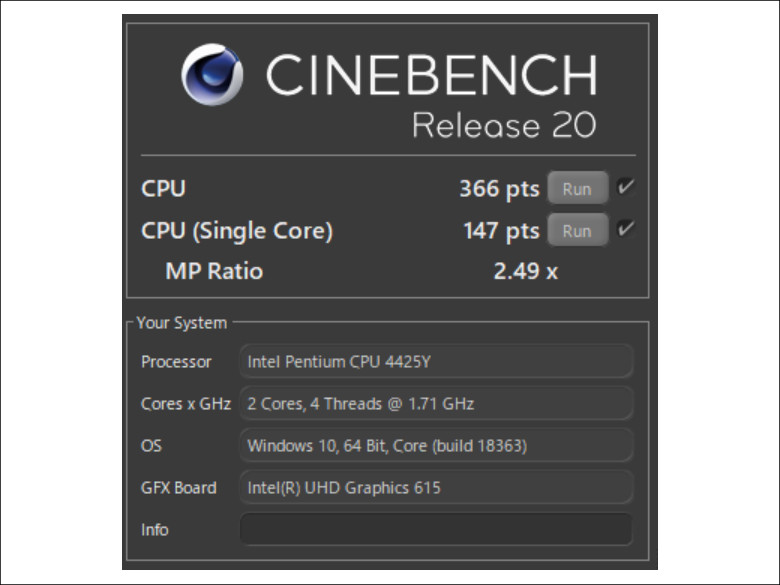 Microsoft Surface Go 2 CINEBENCH