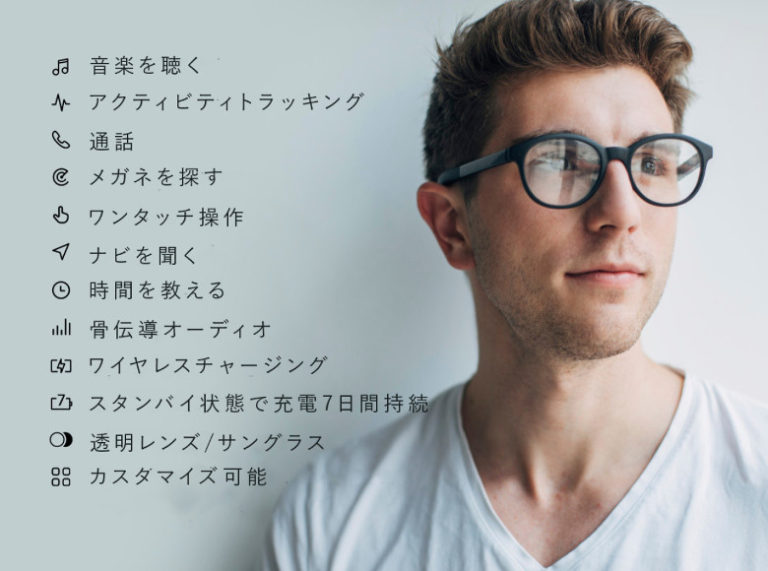 Vue Smart Glasses － 骨伝導スピーカーを内蔵したスマートグラス。メガネ愛用者は注目です！