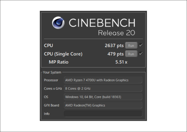 ASUS ZenBook 14 UM425I CINEBENCH