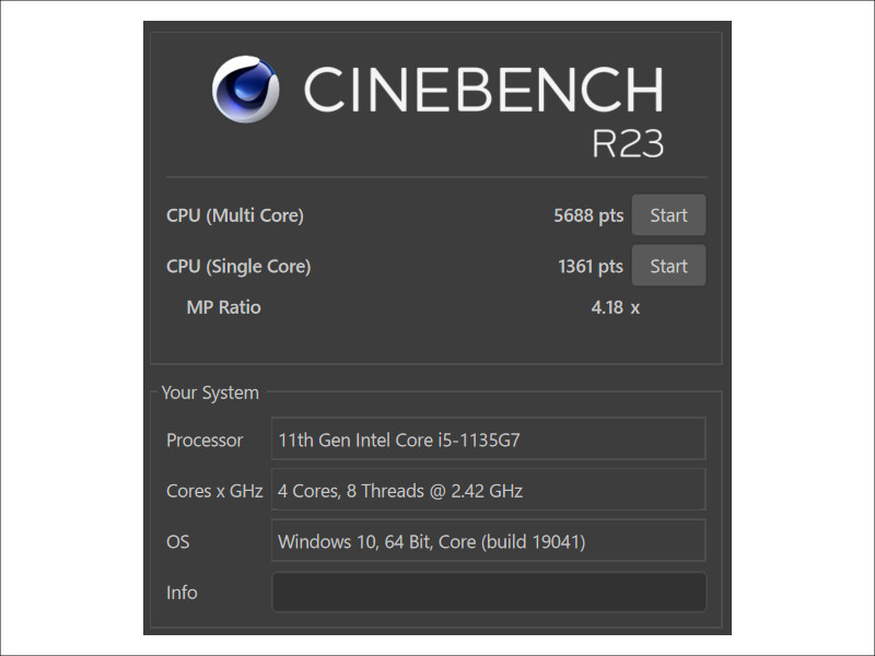 ASUS ZenBook Duo 14 UX482 CINEBENCH R23