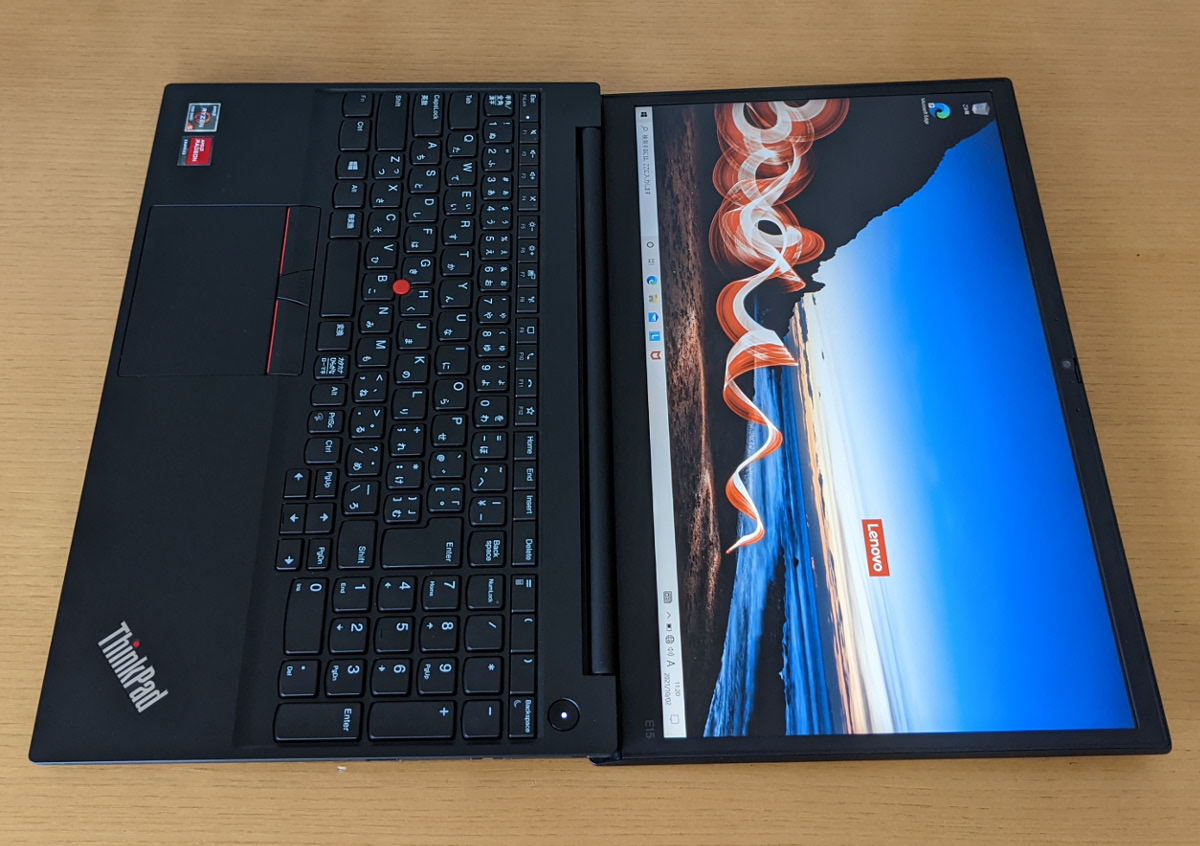 Lenovo ThinkPad E15 Gen3 ヒンジ最大開口