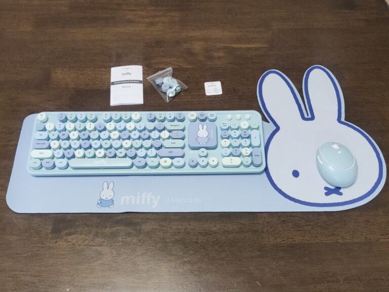 MIPOW ミッフィー104 Keyboard & Mouse Comboの実機レビュー － 机の上がミッフィーに染まる！カワイくて使いやすい
