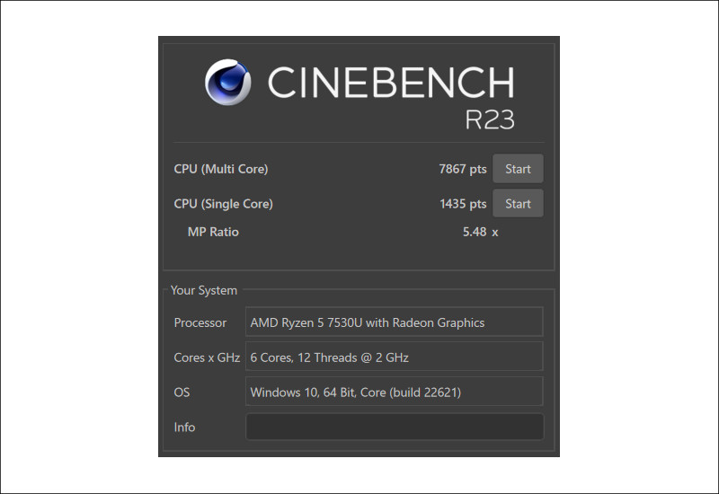 Lenovo ThinkBook 15 Gen 5 (AMD) CINEBENCH R23
