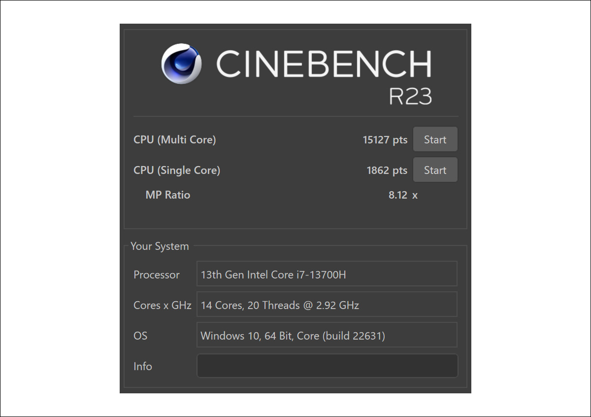 Lenovo Yoga Pro 7i Gen 8 14 CINEBENCH R23