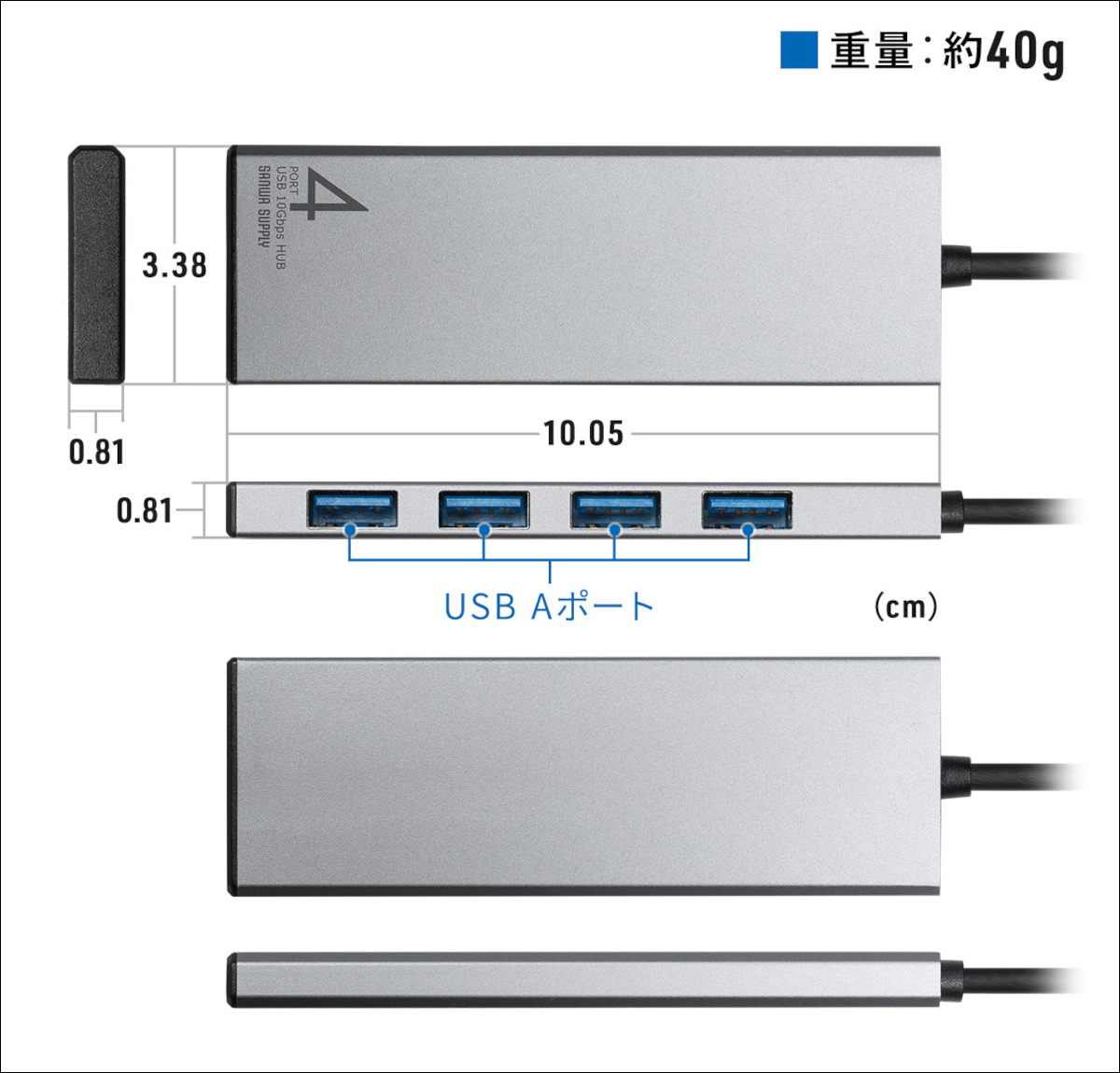 サンワダイレクト USB Type-Cハブ 400-HUBC29GM / 400-HUBC28GM