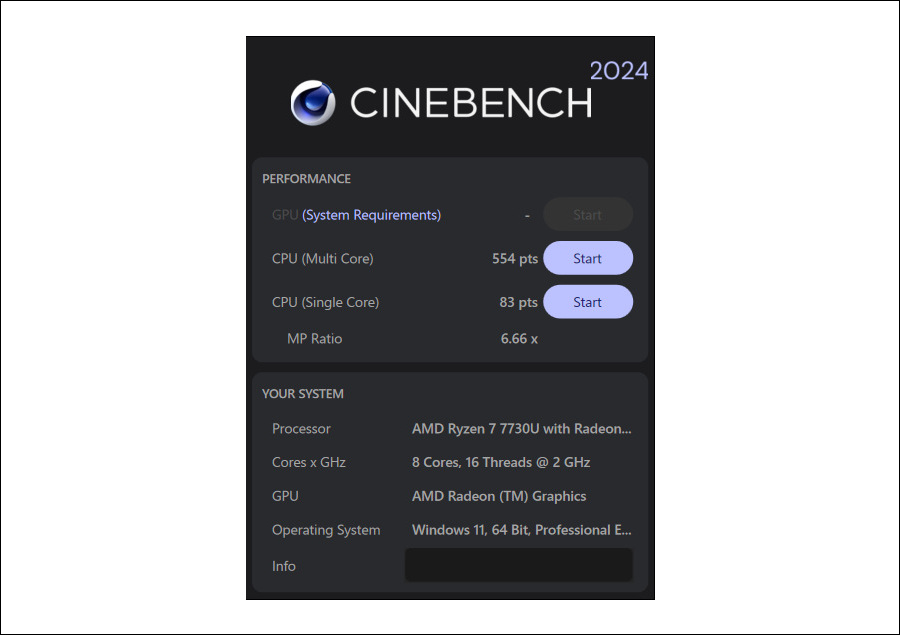 dynabook GA/ZY CINEBENCH 2024