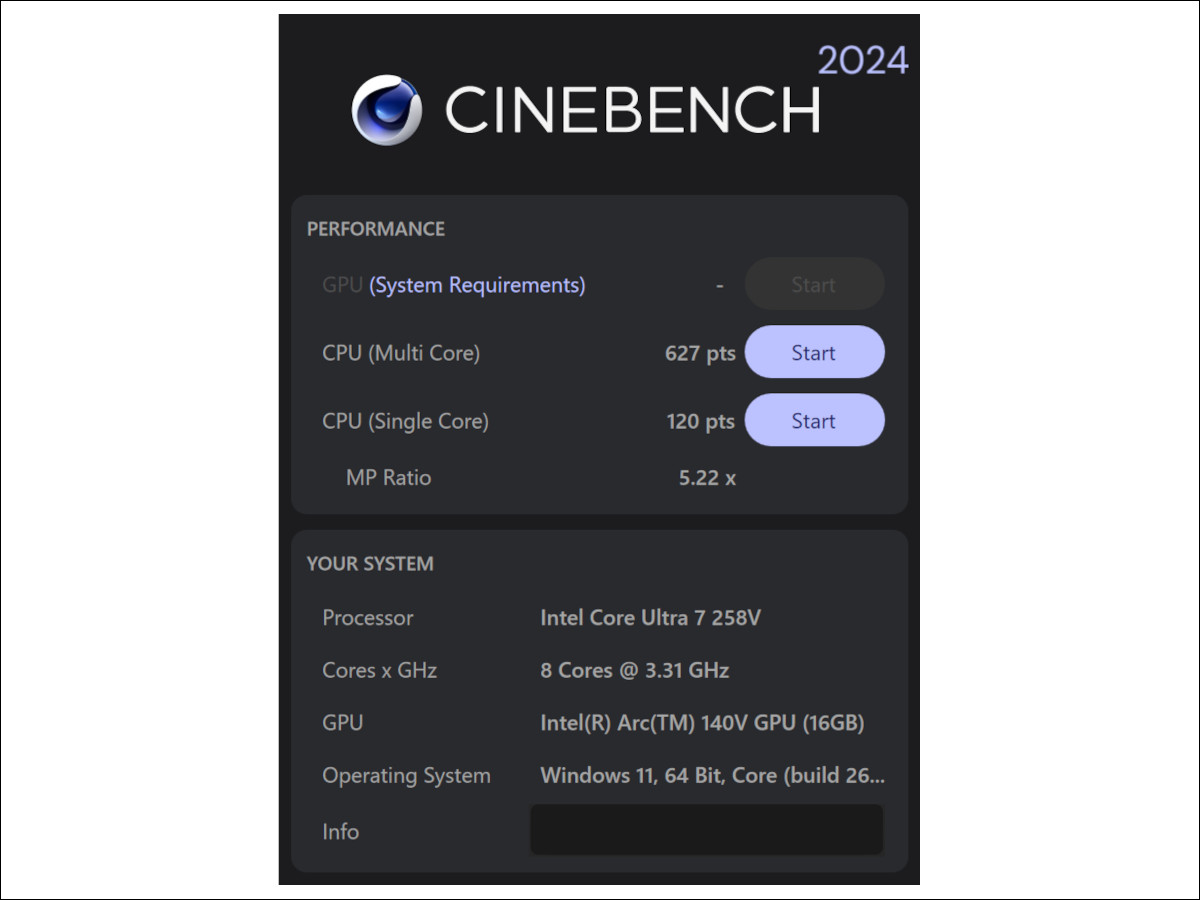 Lenovo Yoga Slim 7i Aura Edition Gen 9 CINEBENCH 2024