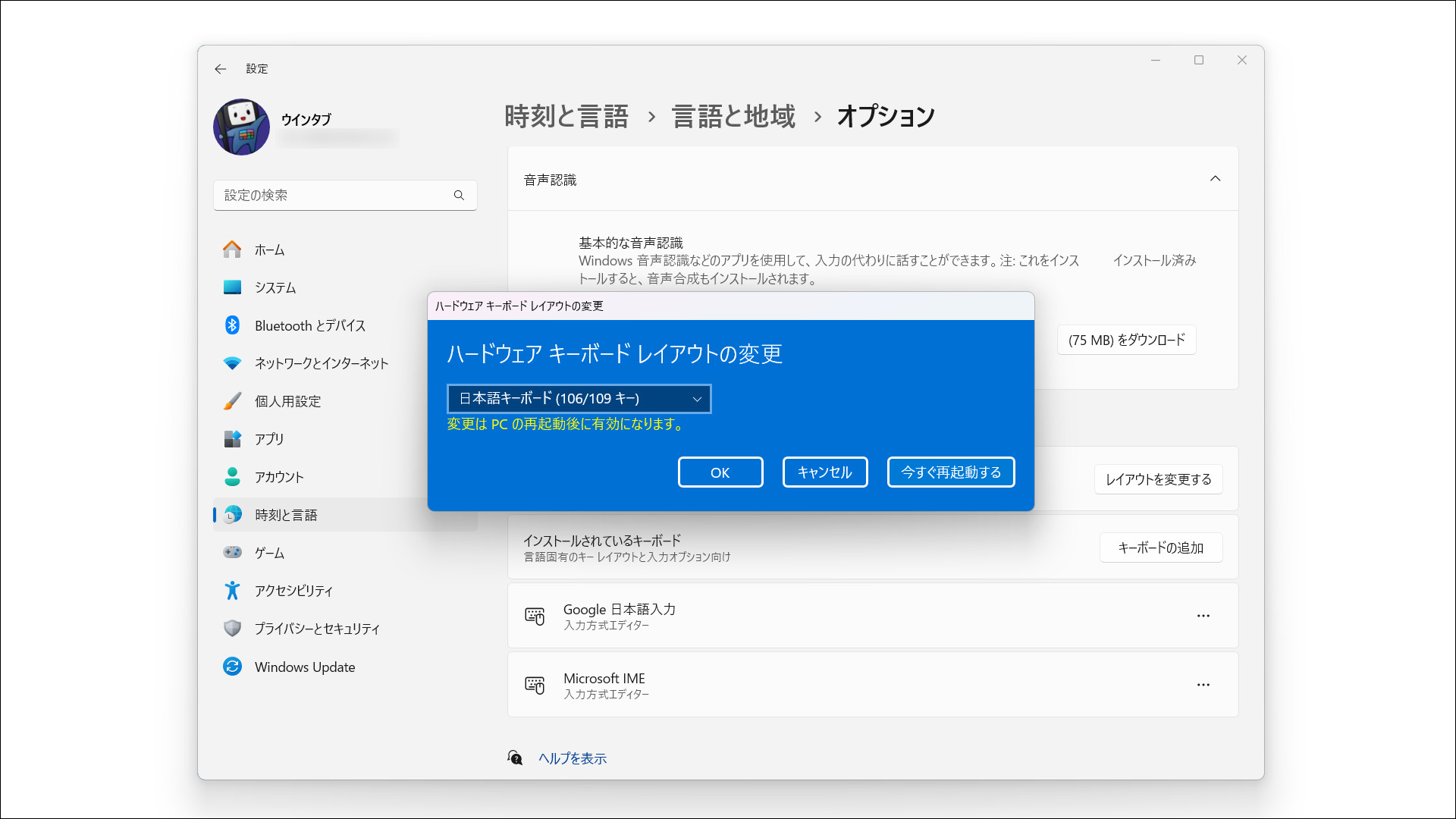 Windows 11 言語設定