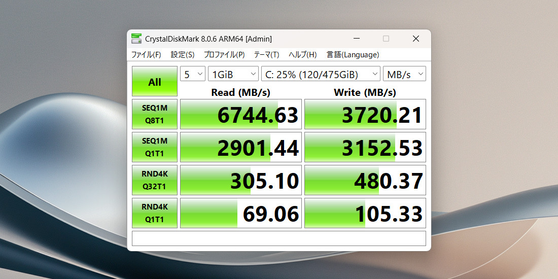 ASUS Zenbook SORA (UX3407) Crystal Disk Mark