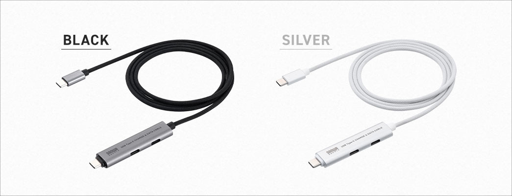 サンワダイレクト USBハブ付きUSB Type-C充電ケーブル 400-HUBC34