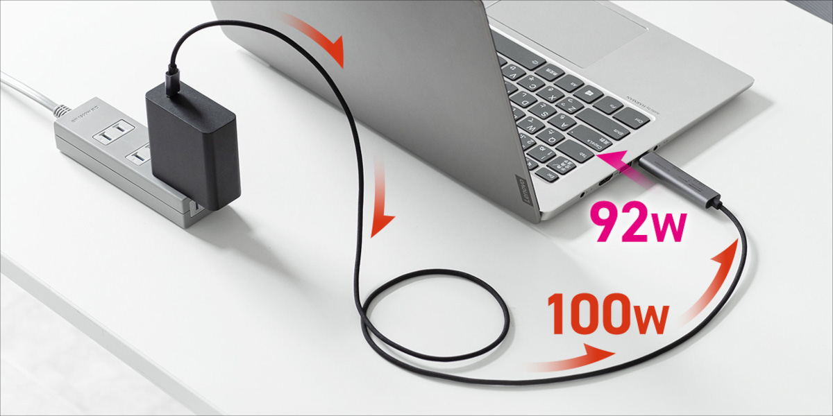 サンワダイレクト USBハブ付きUSB Type-C充電ケーブル 400-HUBC34