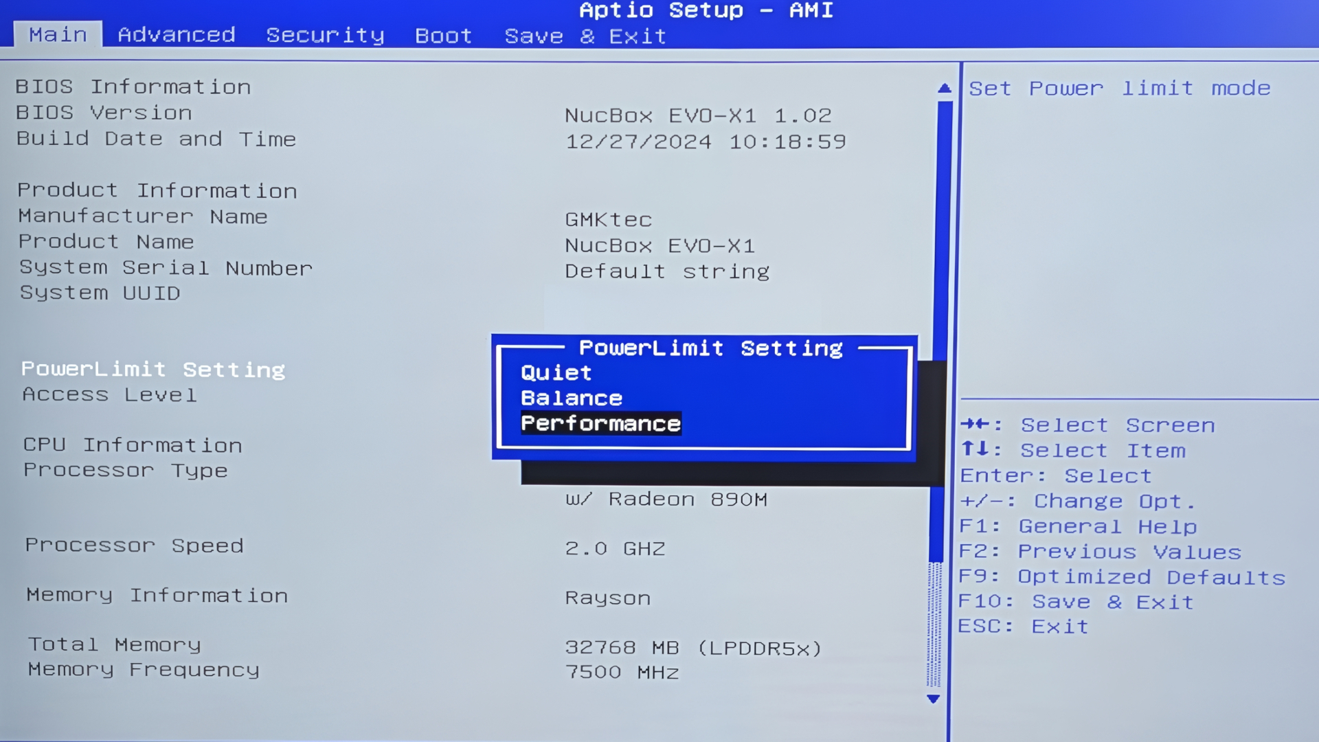 GMKtec EVO-X1 AI ミニ PC モード