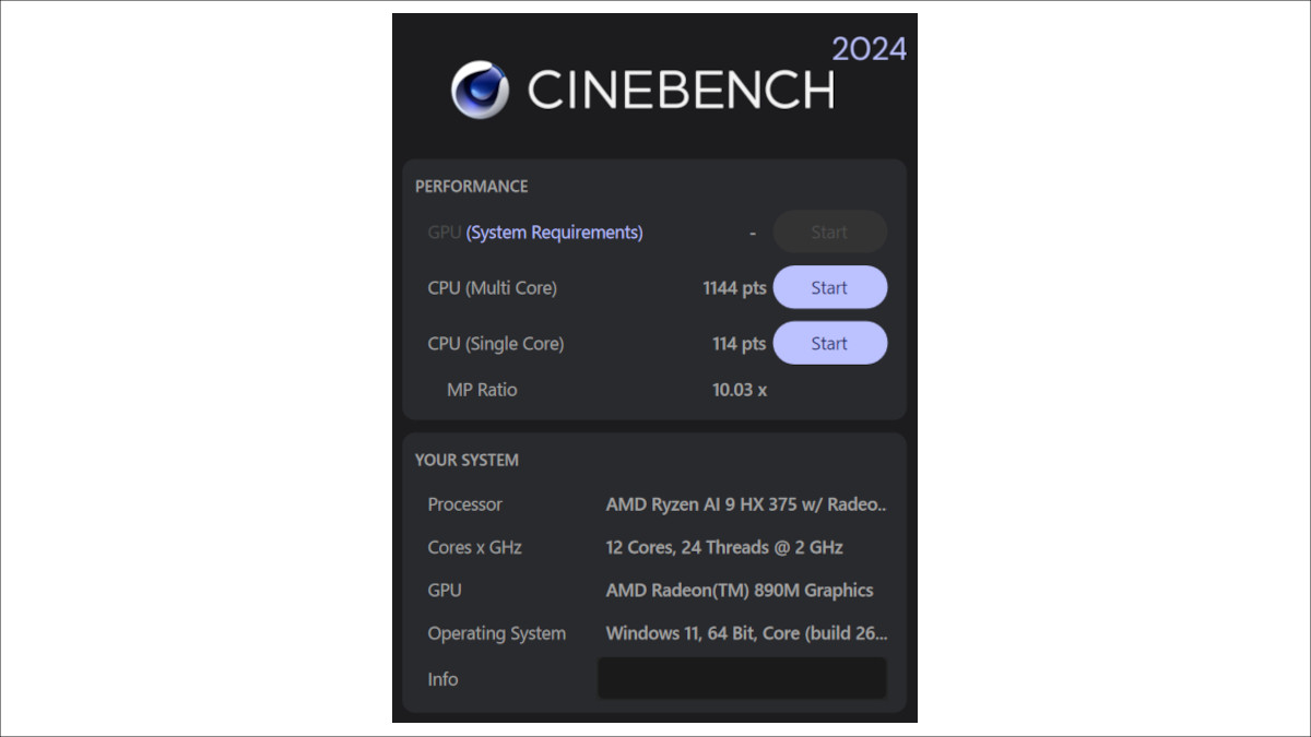 HP OmniBook Ultra 14-fd CINEBENCH 2024