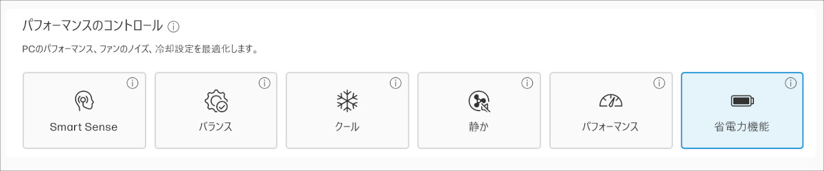 HP OmniBook Ultra 14-fd パフォーマンス設定
