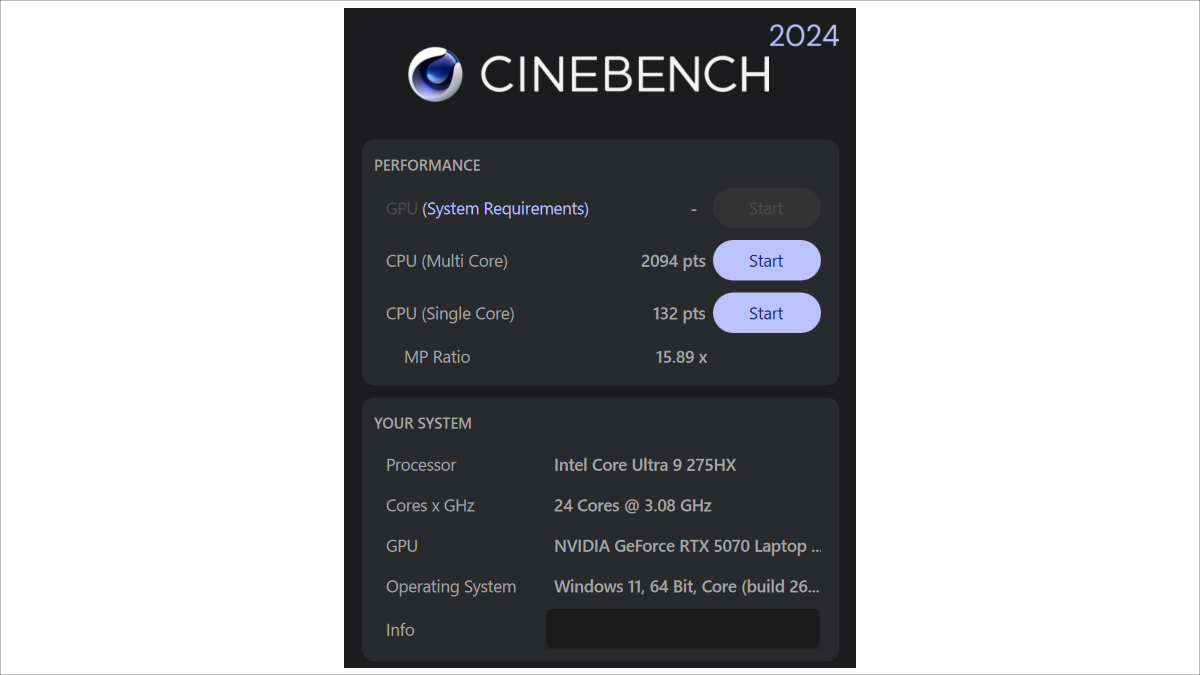 ASUS ROG Strix G16 (2025) G615 CINEBENCH 2024