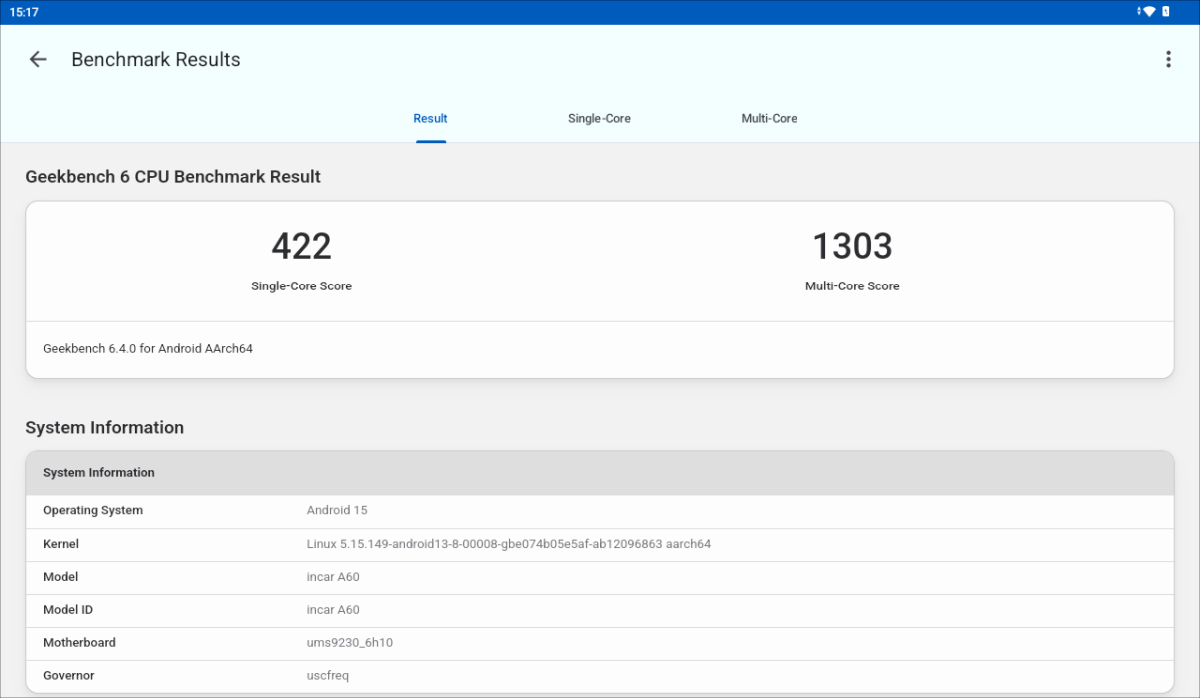 AvidPad A60 Geekbench