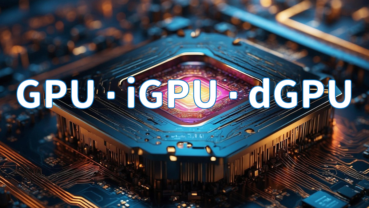 GPU・iGPU・dGPU・NPUの違いを示すPC内部構造イメージ