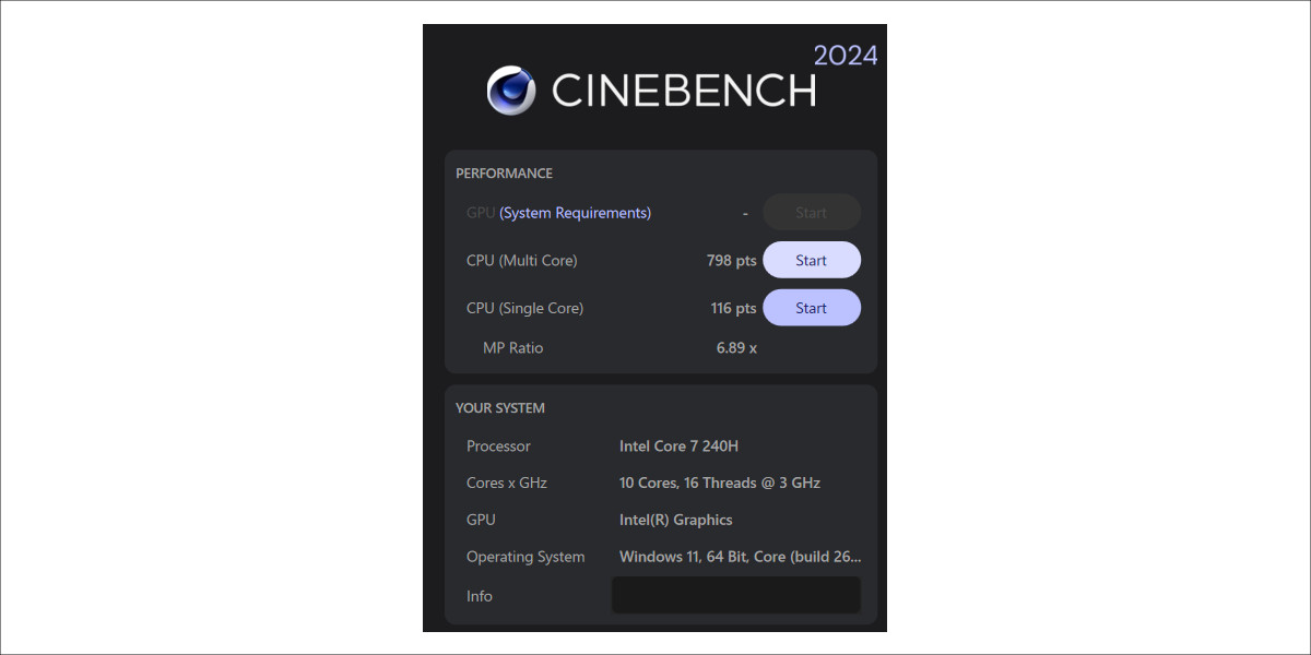 ASUS Gaming V16 V3607 CINEBENCH 2024
