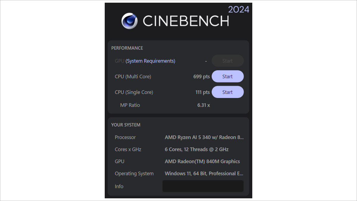HP EliteBook 8 G1a 13 CINEBENCH 2024