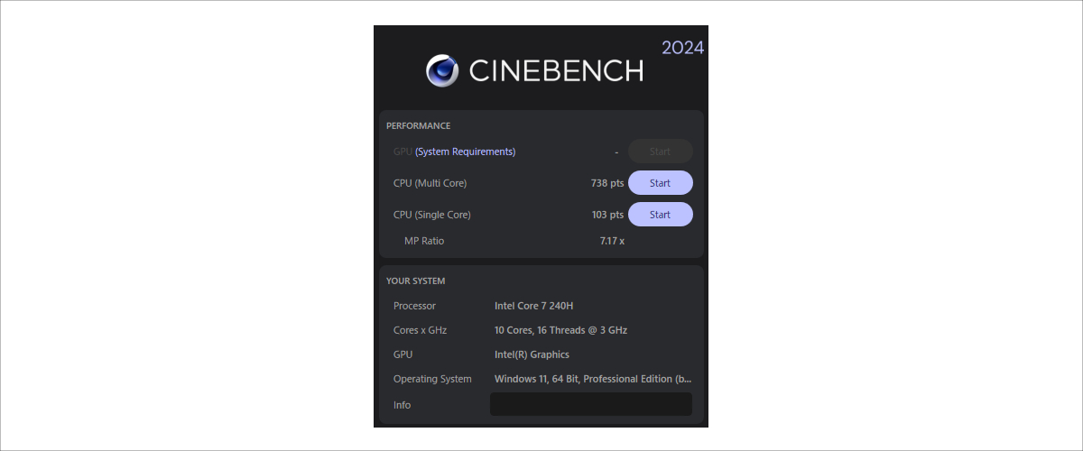 VenturePro 15 A2RW CINEBENCH 2024