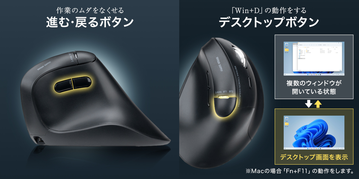 サンワダイレクト エルゴノミクスマウス 400-MAWBS228BK