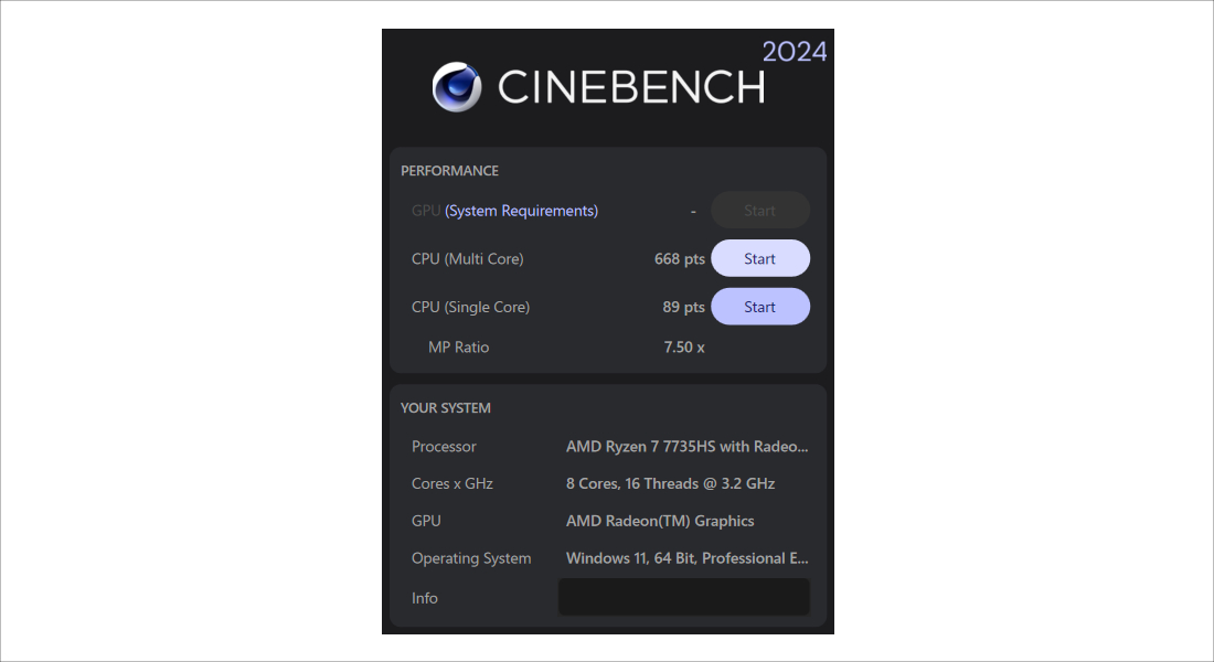 ACEMAGIC RX16 CINEBENCH 2024