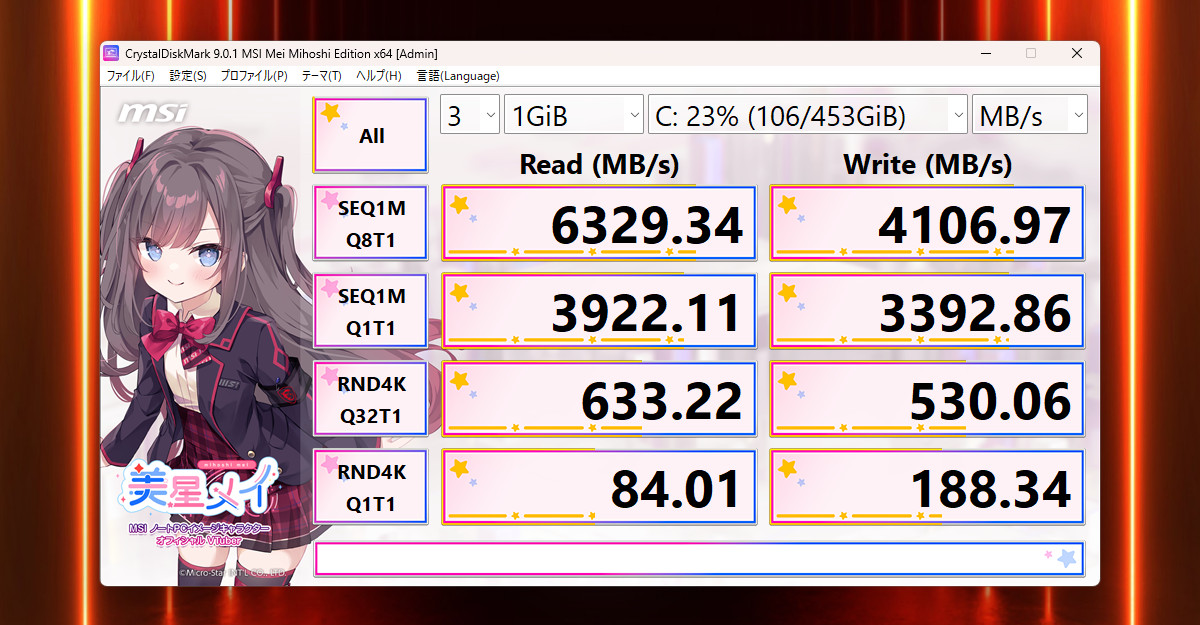 MSI Katana 17 HX B14W (B14WFK-5060JP) CrystalDiskMark