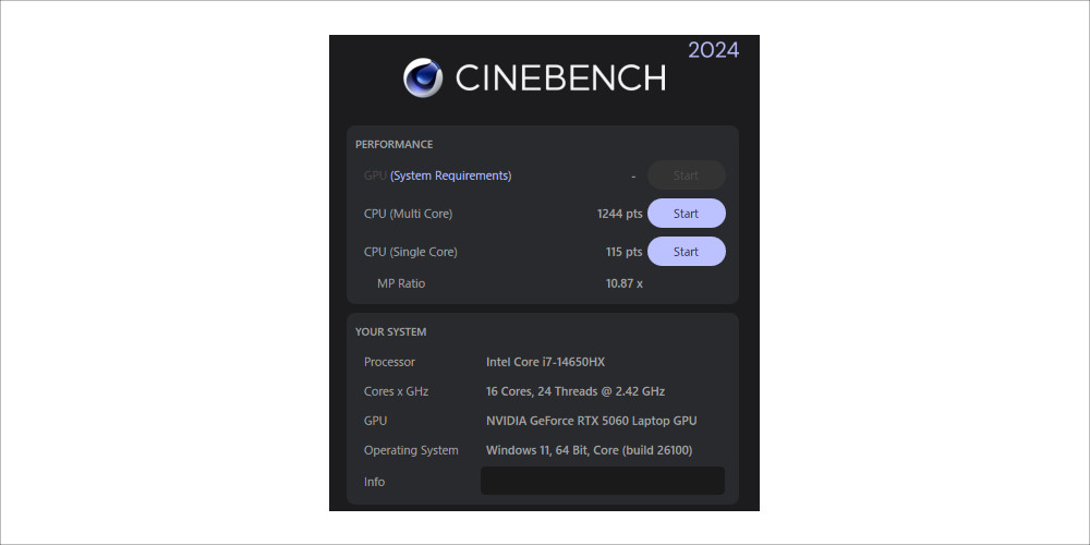 MSI Katana 17 HX B14W (B14WFK-5060JP) CINEBENCH 2024