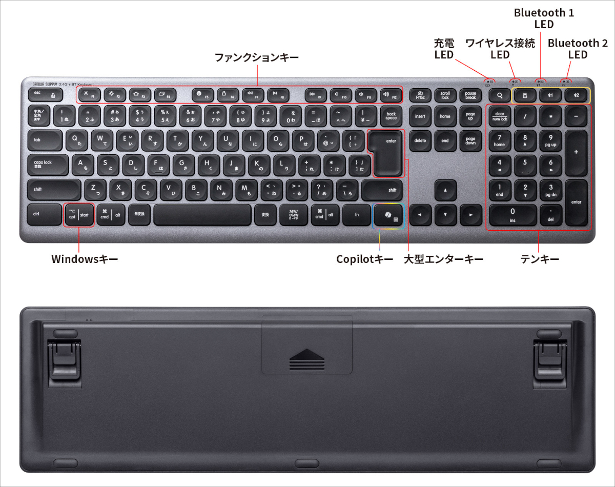 サンワサプライ ワイヤレスキーボード SKB-WBT41BK