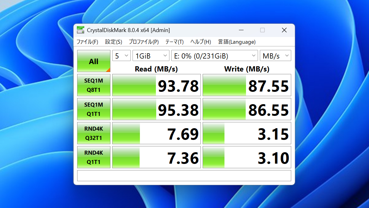 UGREEN Maxidok 10-in-1 Thunderbolt 5 ドッキングステーション CrystalDiskMark (microSD)